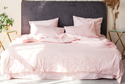 Комплект постельного белья Textile Gallery Satin страйп 2 сп (вертикальная полоса/розовый)