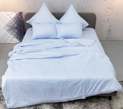 Комплект постельного белья Textile Gallery Satin страйп 2 сп (вертикальная полоса/голубой)