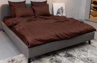 Комплект постельного белья Textile Gallery Satin страйп 2 сп евро (вертикальная полоса/кофе) - 