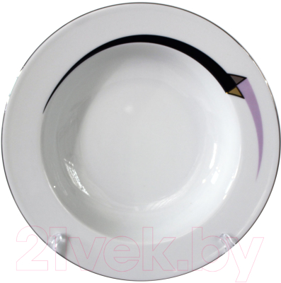 Тарелка столовая глубокая Thun 1794 Silvia Сиренево-черная стрела / СЛВ0008