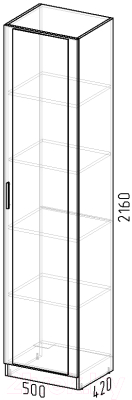 Шкаф-пенал Интермебель Марсель 420 1 зеркало / МР-01 (графит серый)