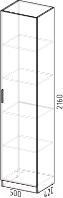 Шкаф-пенал Интермебель Марсель 420 1 зеркало / МР-01 (графит серый)
