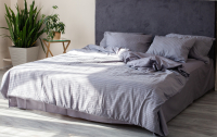 Комплект постельного белья Textile Gallery Satin страйп 1.5 сп  (горизонтальная полоса/серый) - 