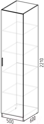 Шкаф-пенал Интермебель Марсель 600 1 зеркало / МР-01 (графит серый)