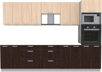 Кухонный гарнитур Интерлиния Мила Лайт 3.0 ВТ без столешницы (дуб молочный/дуб венге) - 