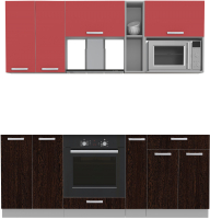 Кухонный гарнитур Интерлиния Мила Лайт 2.0 ВТ без столешницы (красный/дуб венге) - 