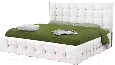 Двуспальная кровать Асмана Двойная-3 160x200 (категория 6/искусственная кожа белый)