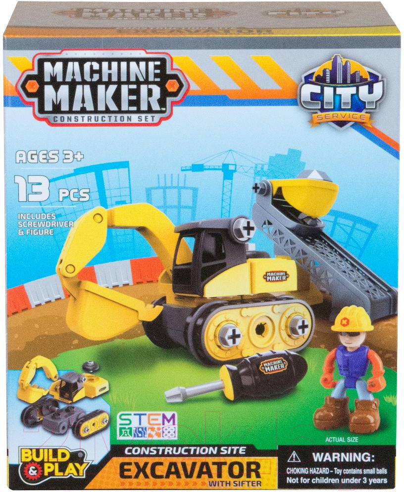 Игрушка-конструктор Nikko Junior Builder – Экскаватор Просеиватель и аксессуары 40023