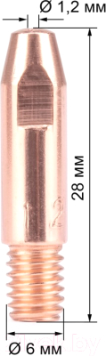 Наконечник контактный для горелки FoxWeld М6х28х1.2 CuCrZr / 2791