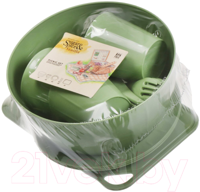 Набор пластиковой посуды Sugar&Spice Vanilla / SE181612050 (14пр, фисташковый)