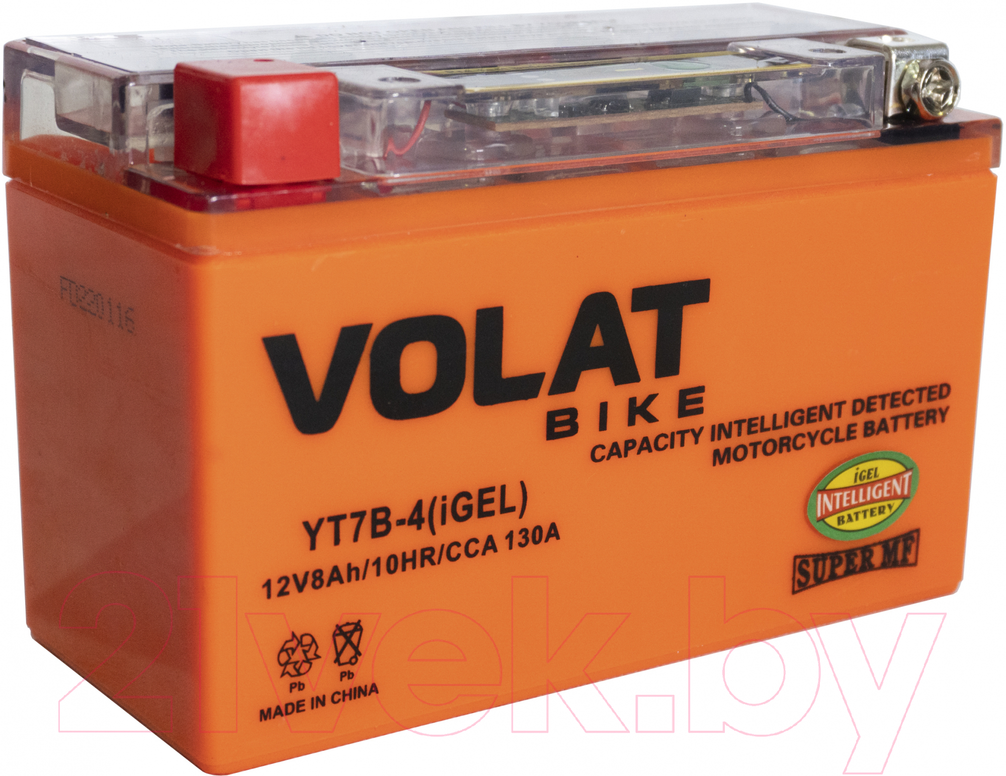 Мотоаккумулятор VOLAT YT7B-4 iGEL L+ (8 А/ч) — фото 2