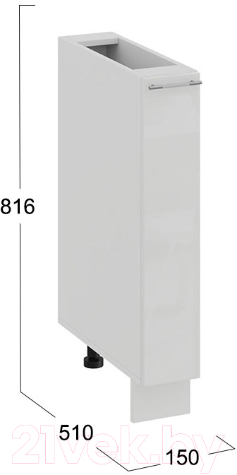 Шкаф карго ТриЯ Весна 1Н15К (белый/белый глянец) — фото 3