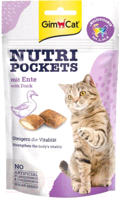 Лакомство для кошек GimCat Nutri Pockets с уткой / 927718 (60г)