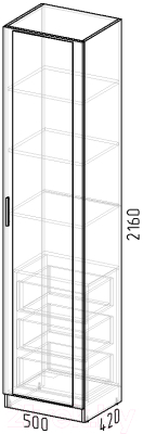 Шкаф-пенал Интермебель Марсель 420 1 зеркало / МР-03 (графит серый)