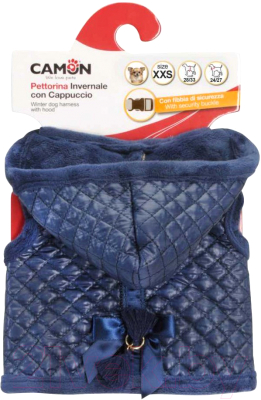 Шлея Camon DC0193/A зимняя с капюшоном стеганая (XXS, синий)