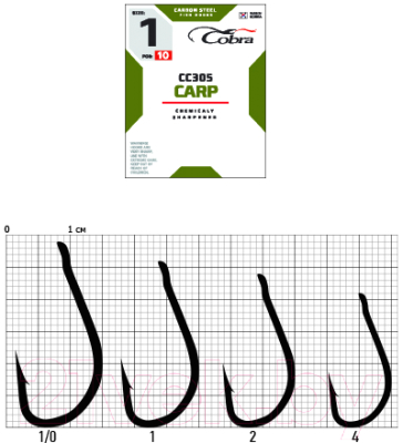 Изображение товара Набор крючков рыболовных COBRA Carp Kayo Heavy / CC305-K010 (10шт)