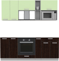 Кухонный гарнитур Интерлиния Мила Лайт 2.0 ВТ без столешницы (салатовый/дуб венге) - 