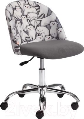 Кресло офисное Tetchair Melody (ткань/флок, серый/Cats/29)