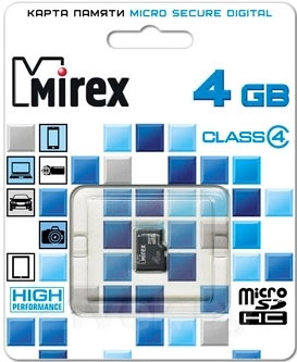 Карта памяти Mirex microSDHC (Class 4) 4GB (13612-MCROSD04) - общий вид