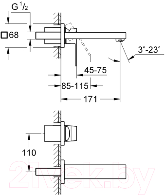 Внешняя часть смесителя скрытого монтажа GROHE Eurocube 19895000