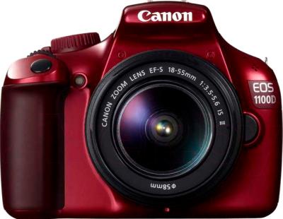 Зеркальный фотоаппарат Canon EOS 1100D Kit 18-55mm IS II (Red) - вид спереди