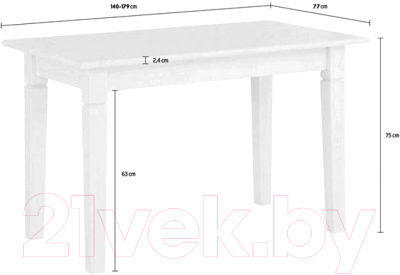 Обеденный стол ММЦ Мадрид 140x77 (белый воск)