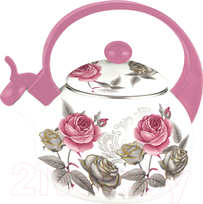 Чайник со свистком KING Hoff KH-3700 (фиолетовый с розами)