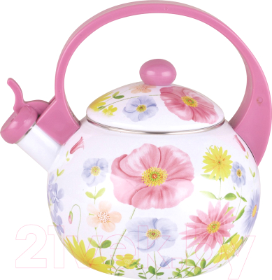 Чайник со свистком KING Hoff KH-3700 (фиолетовый с цветами)