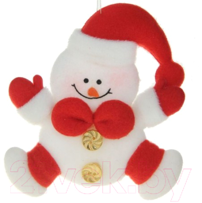 Елочная игрушка Зимнее волшебство Снеговик бантик / 1381168 (красный)