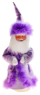 Фигура под елку Зимнее волшебство Дед Мороз в шубе с пухом / 540631 (фиолетовый)