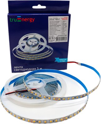 Светодиодная лента Truenergy 24V-120D 9.6W/m 3000K IP20 / 16517 (5м) - 