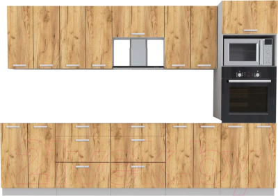 Готовая кухня Интерлиния Мила Лайт 3.0 ВТ без столешницы (дуб золотой/дуб золотой)