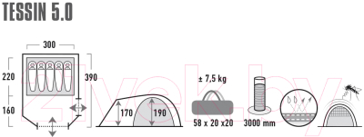 Палатка High Peak Tessin 5 / 10228 (nimbus grey)