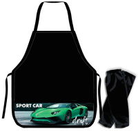 Фартук для творчества Пчелка Green sport car / НФ-2 (черный) - 