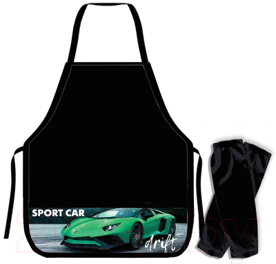 Фартук для творчества Пчелка Green sport car / НФ-2 (черный)