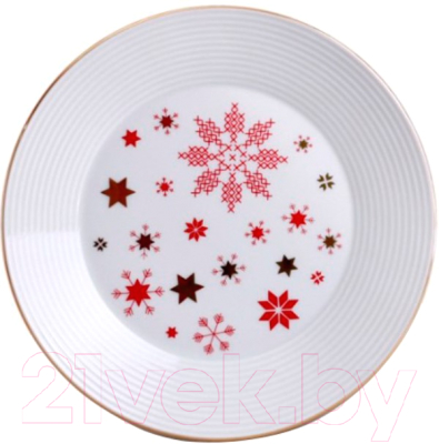 Тарелка столовая глубокая Thun 1794 Lea Новогодний / НОВ0015 (22см, красный)