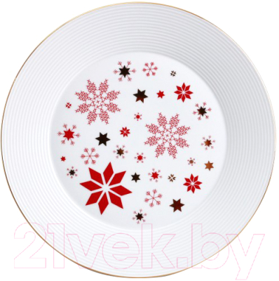 Тарелка столовая обеденная Thun 1794 Lea Новогодний / НОВ0016 (27см, красный)