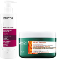 Набор косметики для волос Vichy Dercos Шампунь Densi-Solutions 250мл+ Маска Nutrients 250мл - 