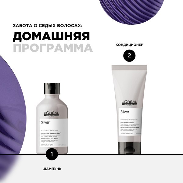 Набор косметики для волос L'Oreal Professionnel Silver Шампунь 300мл+Тонирующий кондиционер 200мл
