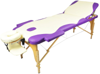 Массажный стол Atlas Sport Складной 3-с 70см (кремовый/фиолетовый/деревянный) - 