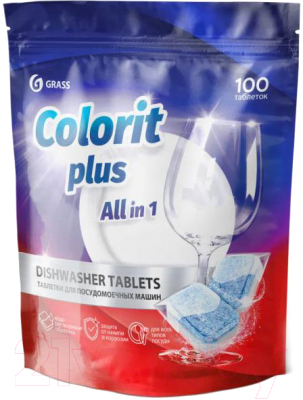 Таблетки для посудомоечных машин Grass Colorit Plus All in 1 / 125717 (100шт)