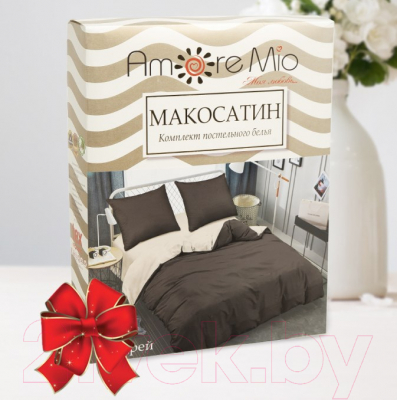 Комплект постельного белья Amore Mio Мако-сатин Andrew Микрофибра 2сп / 22245 (коричневый/светло-серый)
