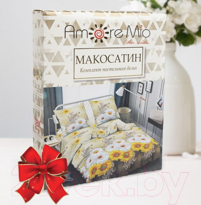 Комплект постельного белья Amore Mio Мако-сатин Athens Микрофибра 2сп / 92920  (белый/желтый/бежевый)