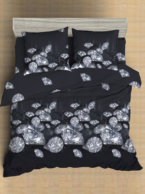 Комплект постельного белья Amore Mio Мако-сатин Black Микрофибра Евро / 93797 (черный)
