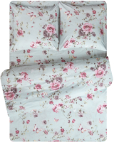Комплект постельного белья Amore Mio Мако-сатин Bland Double M / 34942 (серый/белый/розовый) - 