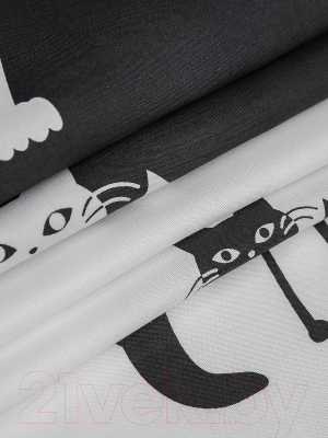 Комплект постельного белья Amore Mio Мако-сатин Cats Микрофибра Евро / 93074 (черный/белый)