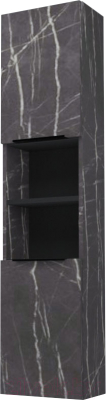 Шкаф-пенал для ванной Дабер 017 / СТ17.0.0.12Ч (мрамор черный/черный)