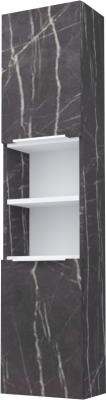 Шкаф-пенал для ванной Дабер 017 / СТ17.0.0.12Б (мрамор черный/белый)