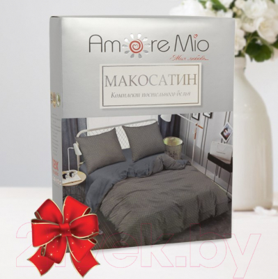 Комплект постельного белья Amore Mio Мако-сатин Shine Crown GY Микрофибра 1.5 / 33959 (серый/золотистый)