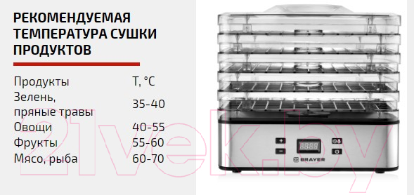 Сушильный шкаф для овощей и фруктов Brayer BR1901